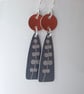 Orange and grey seedhead earrings  - Image 2