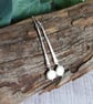 Earrings, Sterling Silver Bar Droppers with White Pearls - Image 8