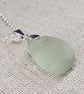 Sterling Silver Sea Glass Pendant Necklace – Pale Green Seafoam Beach Glass - Image 3