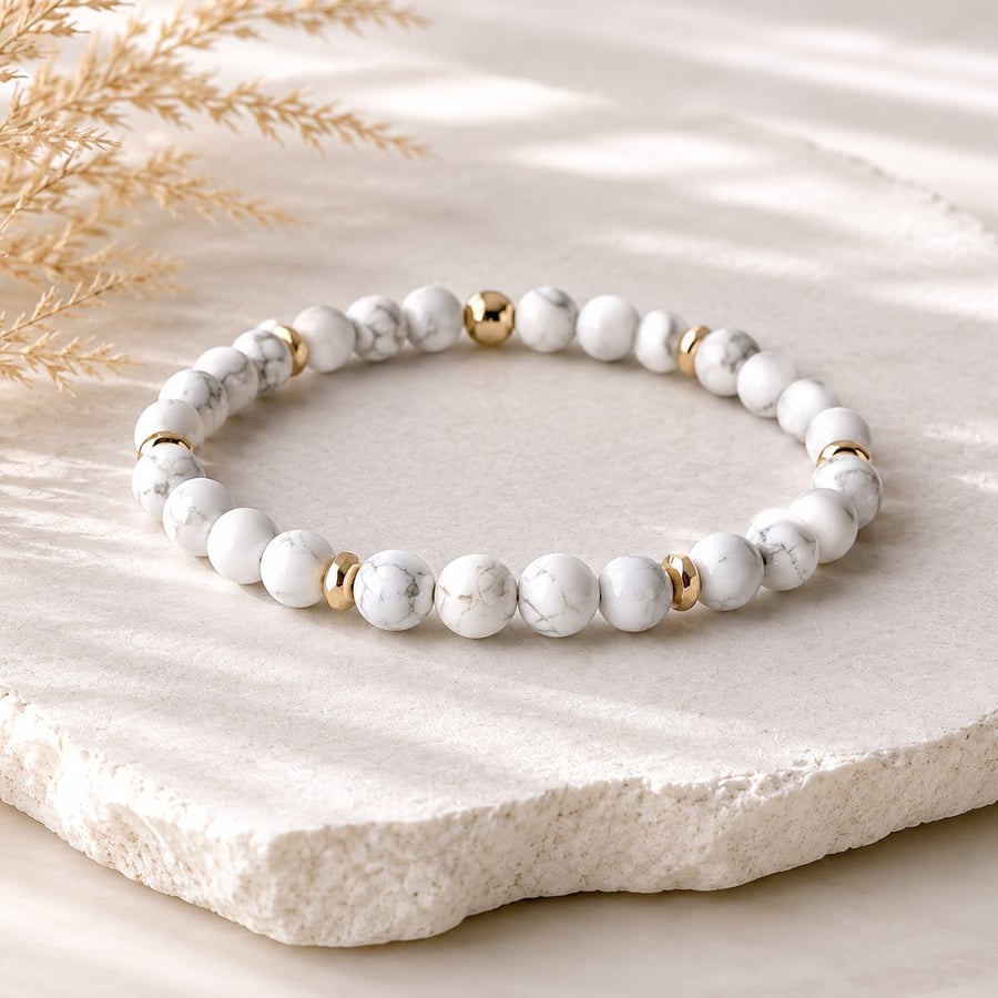 White Howlite Bracelet & Crystal Card