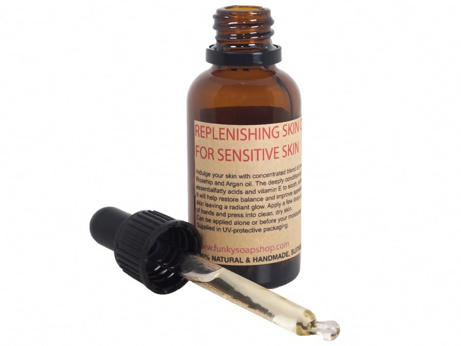 Replenishing Face Oil For Sensitive Skin, 100% Pure Rosehip & Argan Oil, 30ml