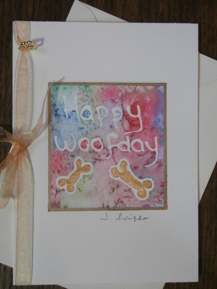 Hand painted watercolour card. Dog Birthday card, Birthday Card for the dog. 