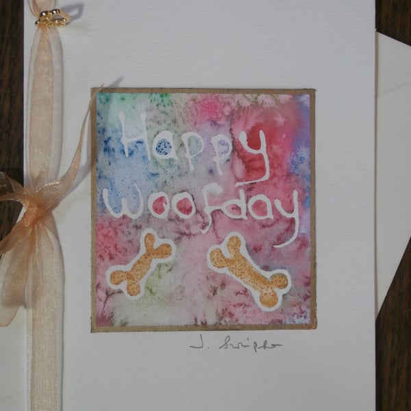 Hand painted watercolour card. Dog Birthday card, Birthday Card for the dog. 