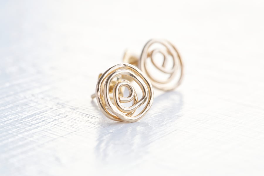 Handmade 14K Gold Filled Swirl Stud Earrings 