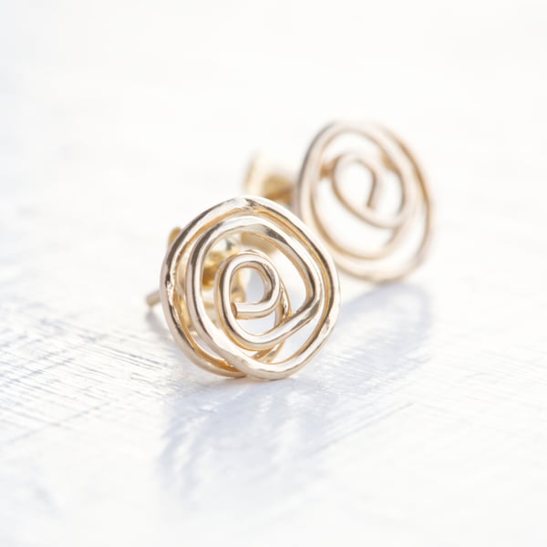 Handmade 14K Gold Filled Swirl Stud Earrings 