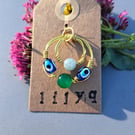 2 in 1 wirework pendant with evil eye and gemstones 