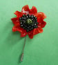 Large RED POPPY PIN Red Flower Remembrance Lapel Brooch HANDMADE HAND PAINTED - Image 4