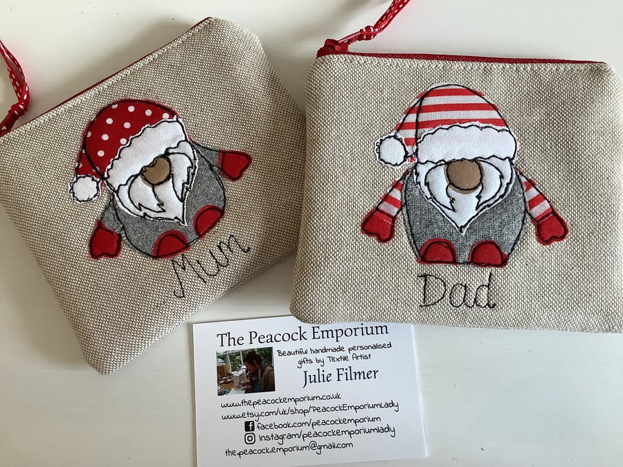 Personalised Christmas Tomte Purse Wallet Pouch - Custom Name - Stocking filler
