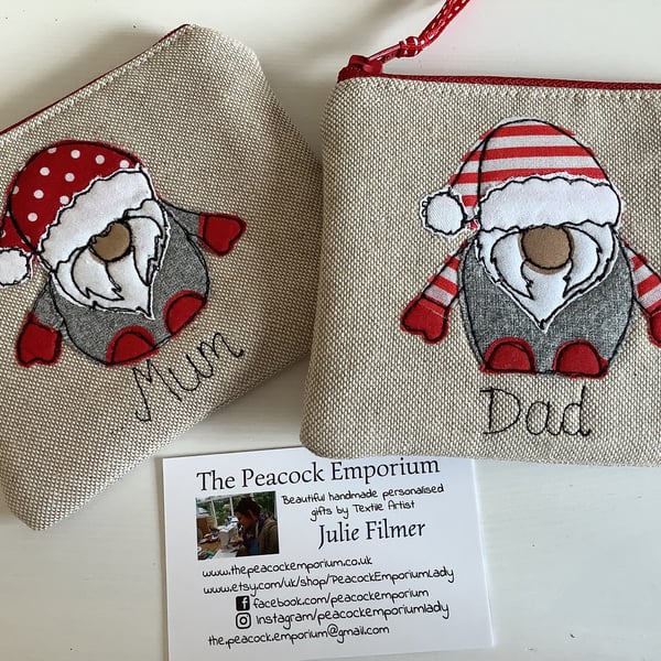 Personalised Christmas Tomte Purse Wallet Pouch - Custom Name - Stocking filler