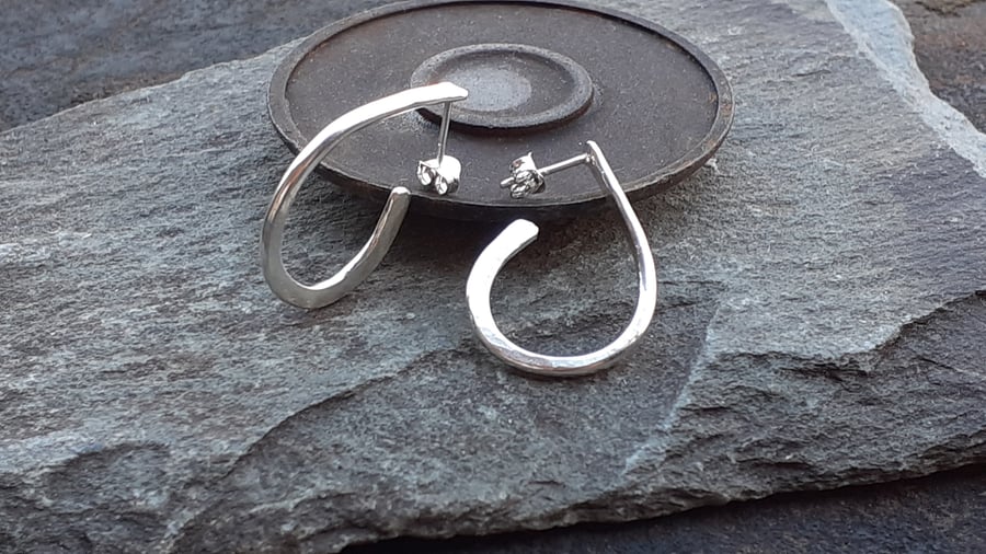 Recycled Sterling Silver Stud Forged Earrings