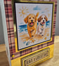 Handmade Greeting Card with Dogs on a Beach