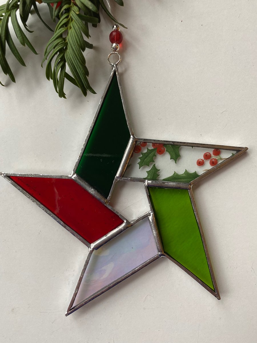Stained Glass Pentagon Star Decoration 