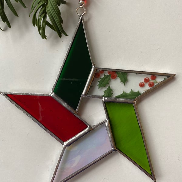 Stained Glass Pentagon Star Decoration 