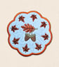 Autumn Acorn and Leaf Candle Coaster - Embroidered Woodland Home Decor