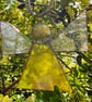 Stained Glass Triangle Angel - Iridescent yellow with clear wings - Image 2