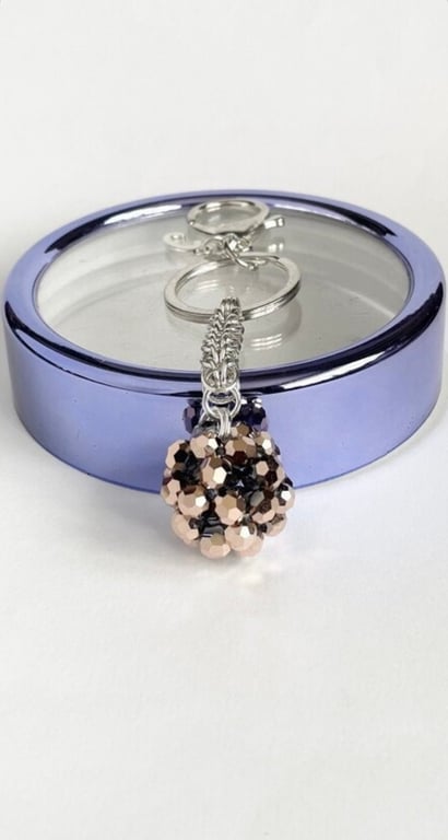 Rose Gold Crystal Handbag Charm, with a Chainmaille Chain and Keyring - Last One