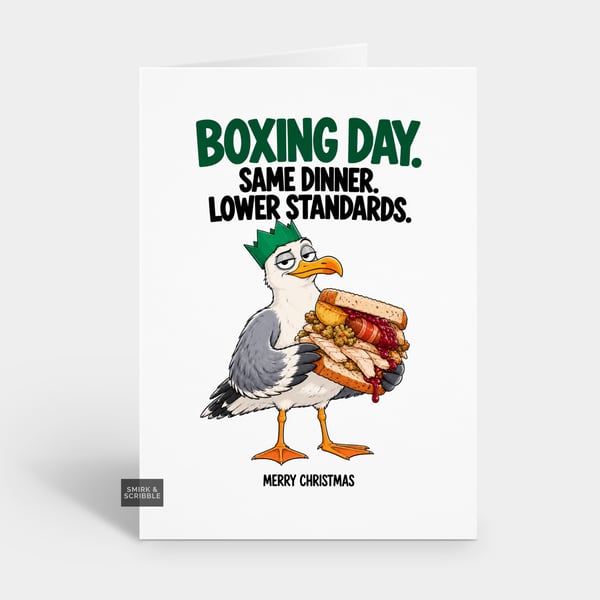 Funny Christmas Card For Him Or Her - Boxing Day Dinner