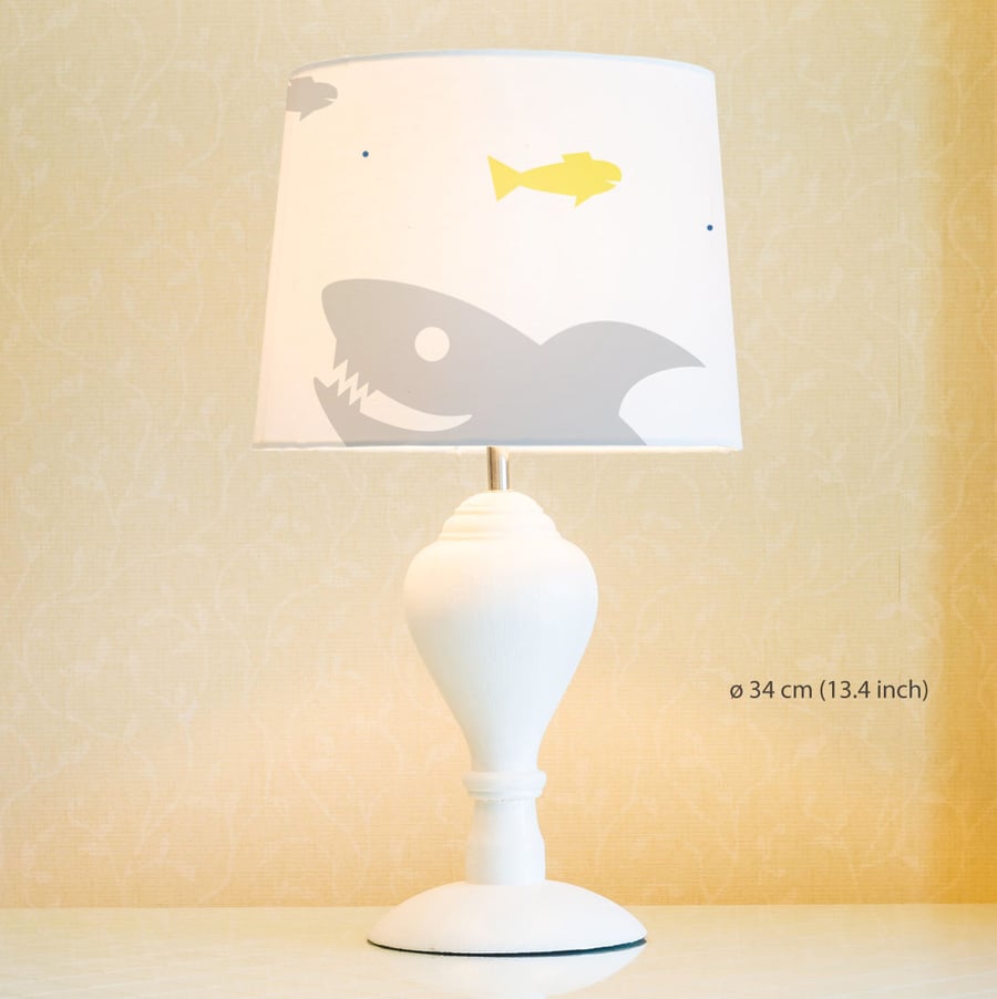 Shark. Lampshade. Diameter 34cm (13.4in). Ceiling or floor, table lamp.