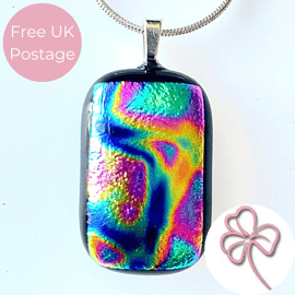 Colour Burst Dichroic Glass Pendant Necklace 