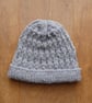 Knitted handmade grey patterned hat - unisex - Image 1