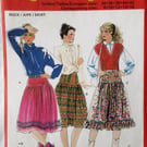 A multi-size sewing pattern for a woman's skirt in sizes 8, 10 and 12