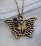 Sale-Butterfly & purple flower necklace - Image 1