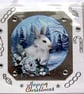 Hand Crafted Decoupage Chistmas Card - Happy Christmas (2491) - Rabbit in Snow