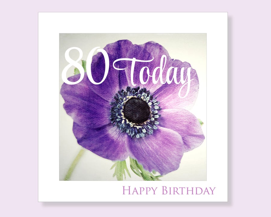Floral 80th Birthday Card