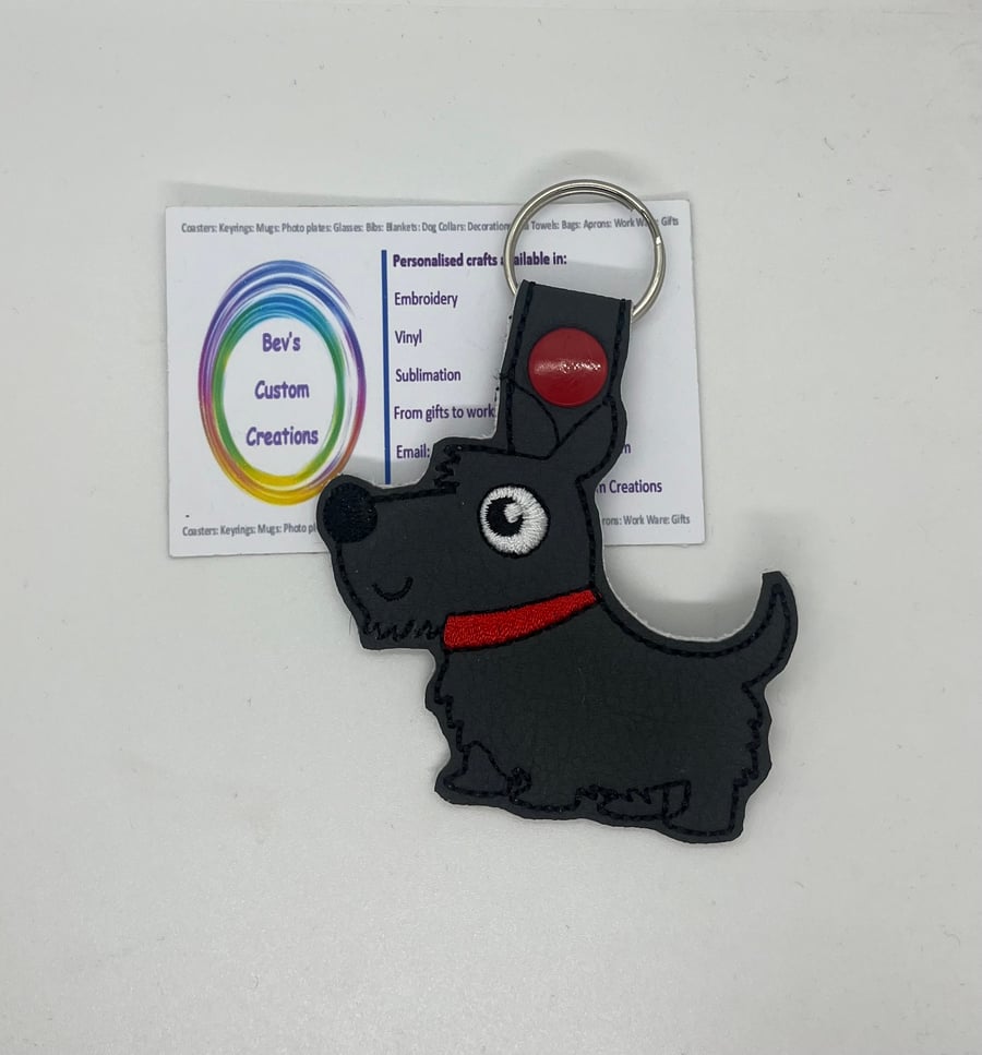 Embroidered Scottish Terrier Keyring