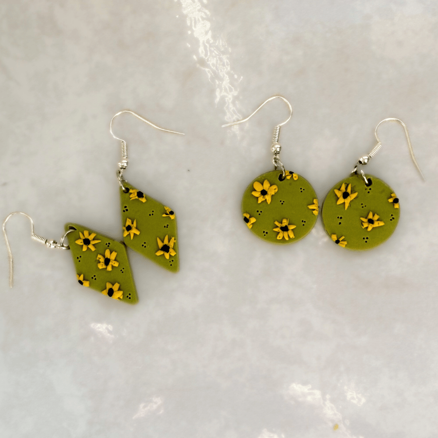 Sunflower Polymer Clay Earrings