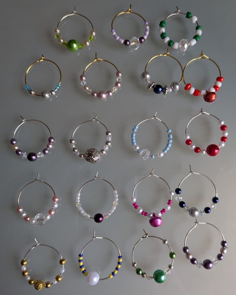 4 or 6 Random Wine Glass Identifier Charms