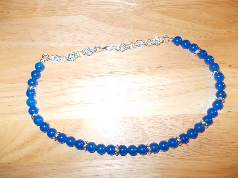 Royal Blue coloured quartz necklace
