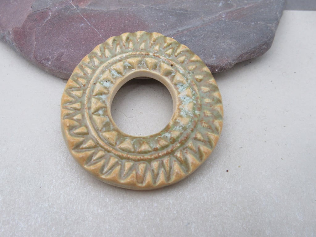 Chunky Old Gold Ceramic Pendant Loop Connector