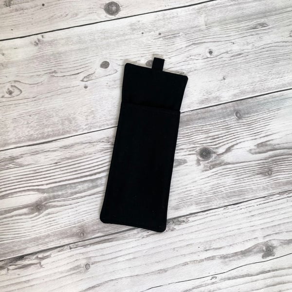 Black Double Sided Glasses and Pen Holder for Lanyards. Cotton Fabric.