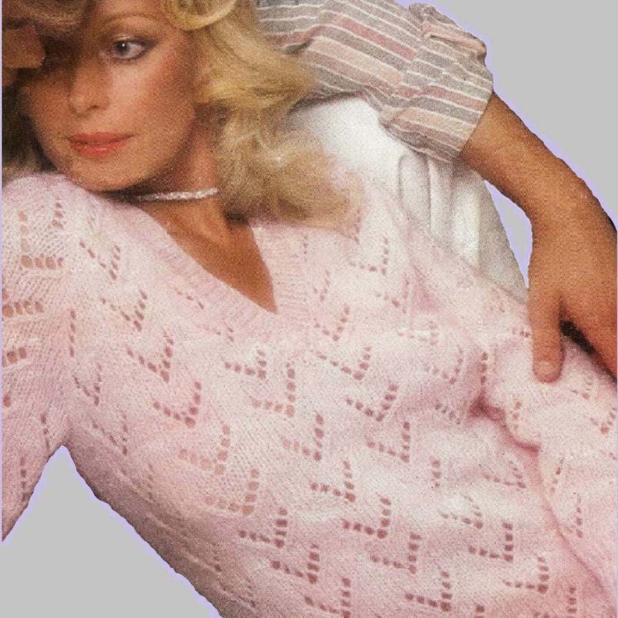 VINTAGE KNITTING PATTERN PDF Ladies Lace Sweater