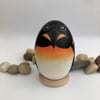 Penguin decorated wooden egg 