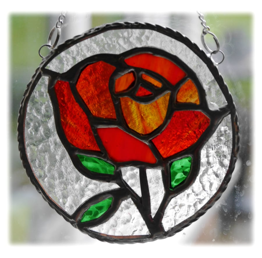 Rose Ring Suncatcher Stained Glass Sunset 010