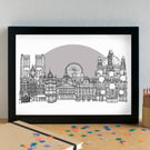Brussels Landmarks Skyline Art Print