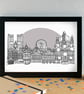 Brussels Landmarks Skyline Art Print