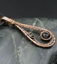 Copper Wire Weave Drop Pendant with Black Beads - Image 3