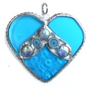 Heart Stained Glass Suncatcher Nugget Turquoise 011