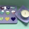 Fused Glass Coaster and Dish.....Hearts