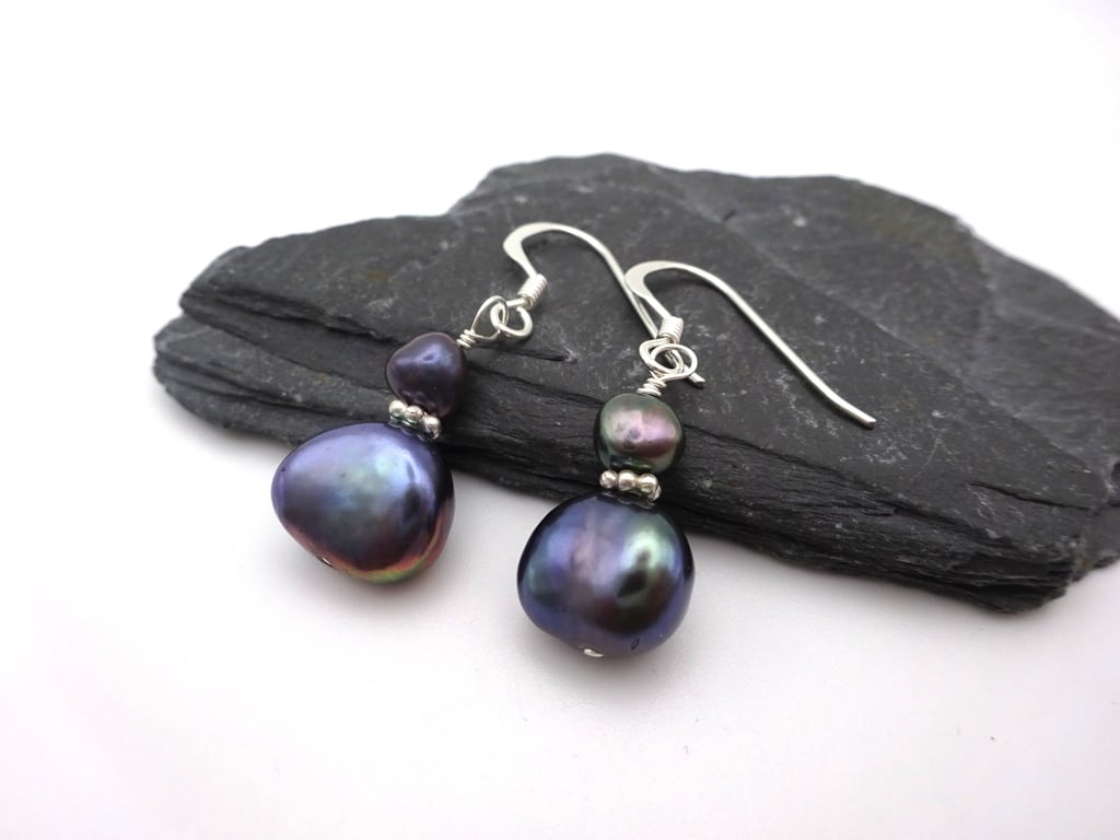 freshwater peacock pearl earrings