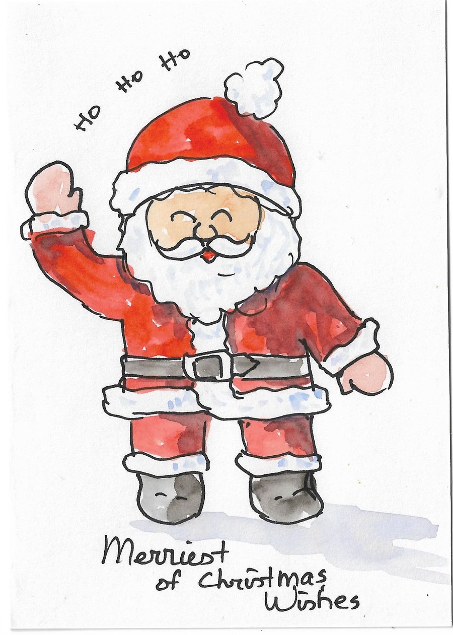 Santa Christmas card. Print of an Original painting