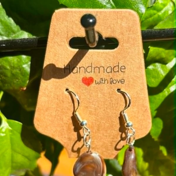 Handmade Silver-Plated Fish Hook Earrings with Single Stone-Look Bead Dangle