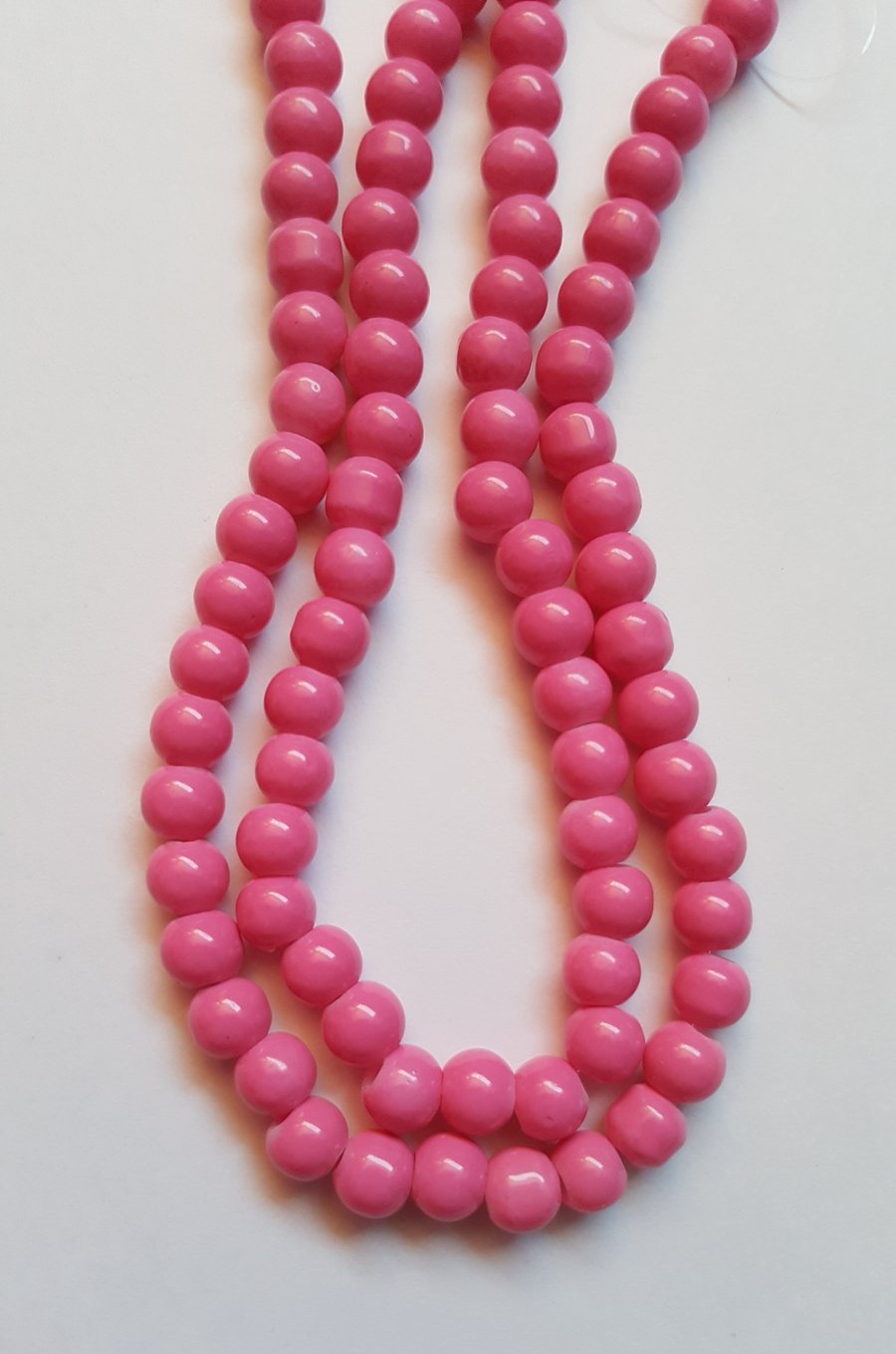 50 x Baked Glass Beads - Round - 6mm - Pink 