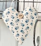 FLORAL SPRIG FABRIC HEART - blue and cream, Sanderson fabric