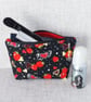 Make up bag, zipped pouch, strawberries & hearts - Image 6