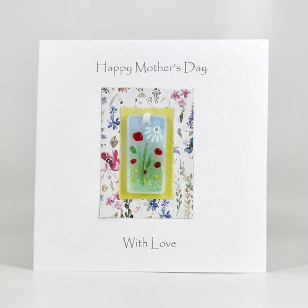 Mother’s Day Card with Detachable Glass Bookmark or Light Catcher