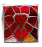 Patchwork Fused Heart Plaque Stained Glass Handmade Dichroic Reds - Image 1